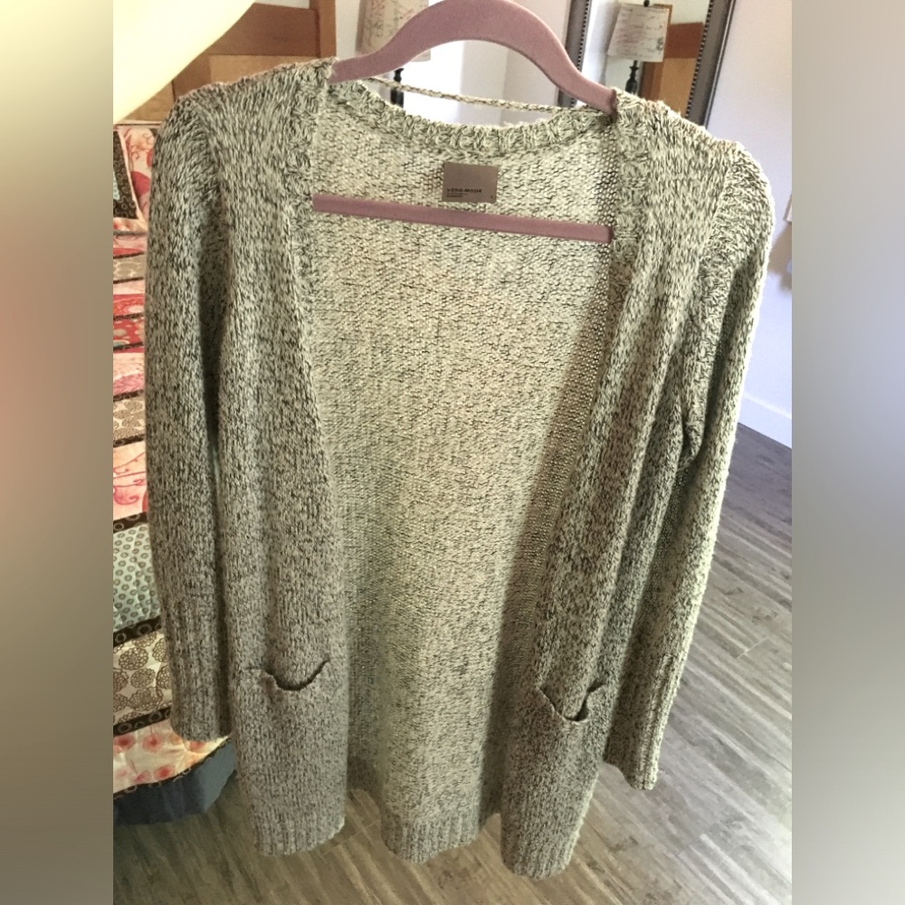 Grey long knit cardigan